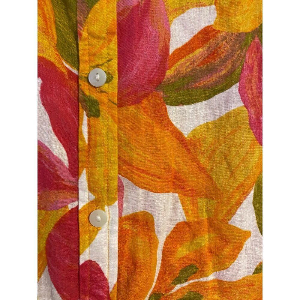 Time And Tru Shirt Women XXL Multicolor Button Up Top Leaf Floral Casual NWOT - Picture 11 of 14
